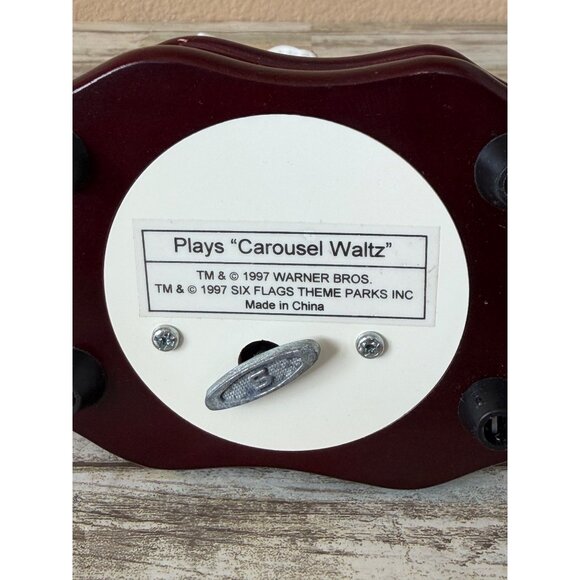 Six Flags Bugs Bunny Carousel Music Box Figurine Plays Carousel Waltz 1997 - Picture 6 of 17
